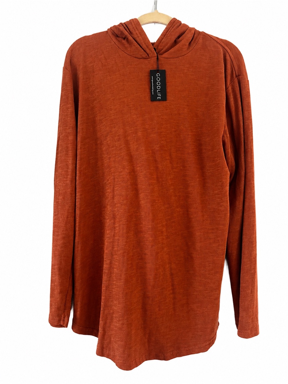 Goodlife Men's Double Layer Long Sleeve Scallop Hem Hoody Sz XL Clay Made in USA